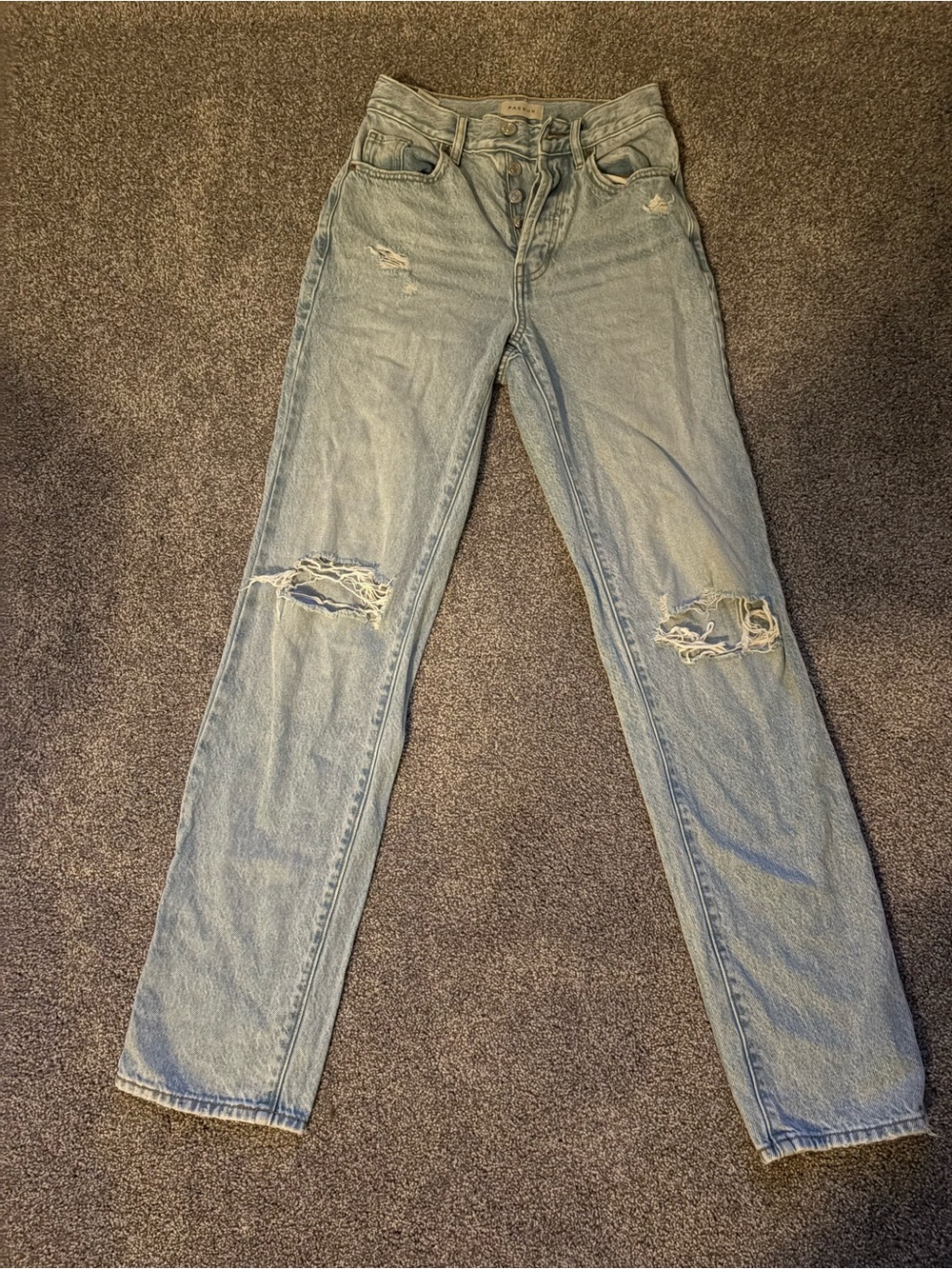 PacSun Women's Straight Leg Distressed Jeans - Light Blue